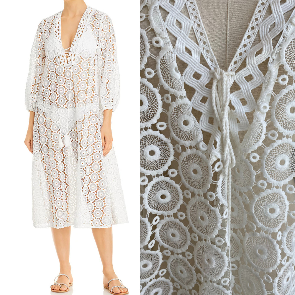Shoshanna Lace Caftan Dress Swim Cover-Up Size Medium M